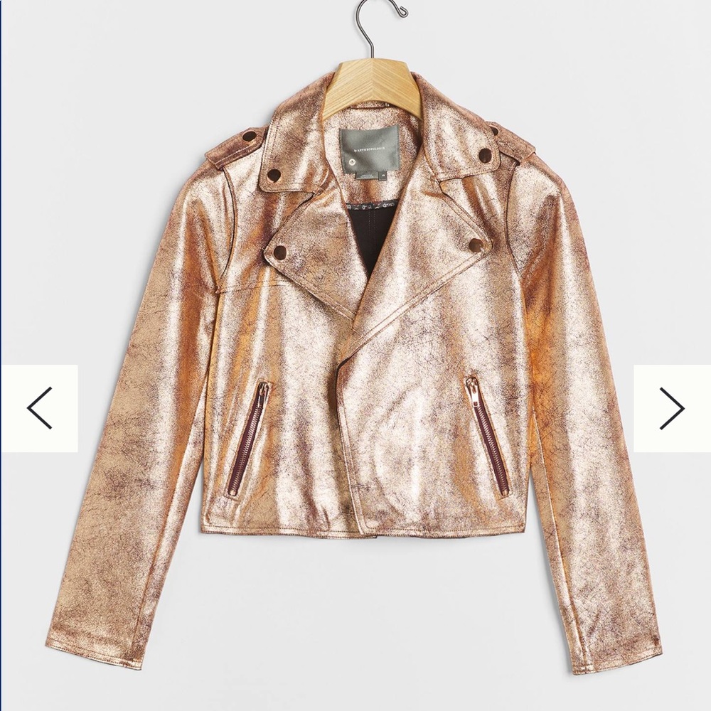 Copper metallic faux moto jacket by Anthropologie